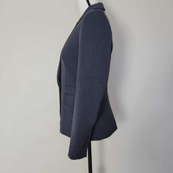 Express Women's 8 Charcoal Gray Suit Jacket Blazer Single Breasted 1 Button - Picture 6 of 16